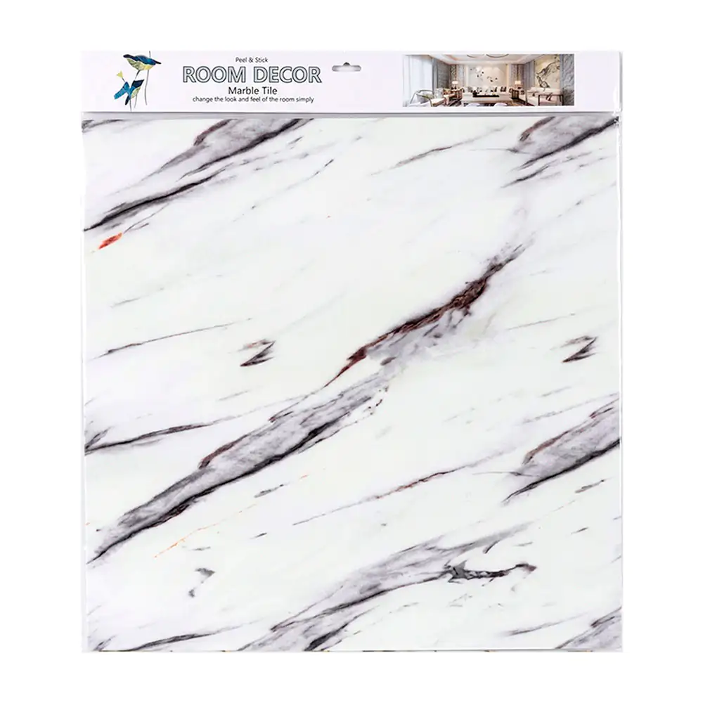 Paquete con 5 láminas de papel tapiz con diseño de mármol gris-blanco, 60x60cm / 61-50