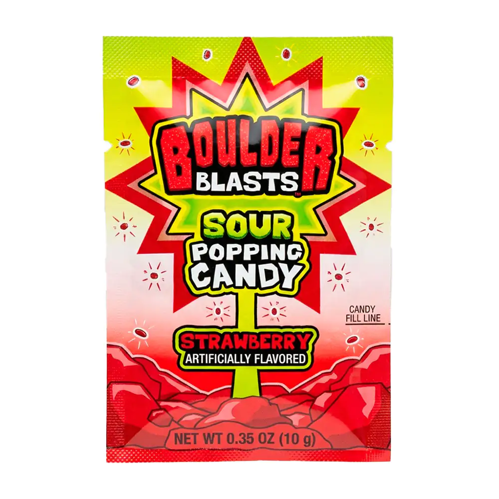 1pza dulce explosivo boulder blasts con cubierta de caramelo, sabor fresa, 10g / 625989