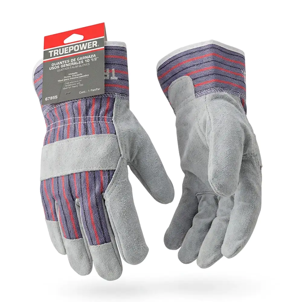 Guantes de carnaza truepower con palma reforzada para trabajo pesado, 1/2 pulgada