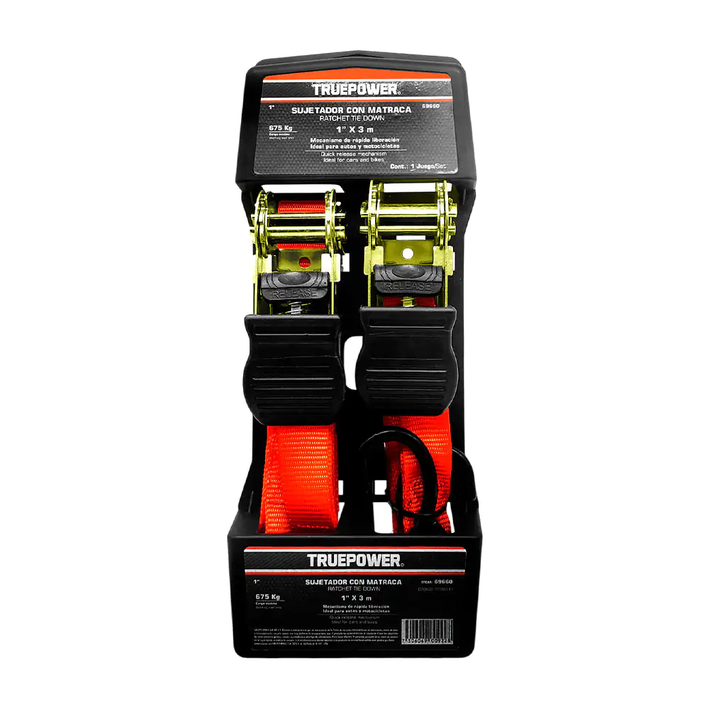 Paquete de 2 sujetadores con matraca truepower de 1 pulgada x 3 metro…