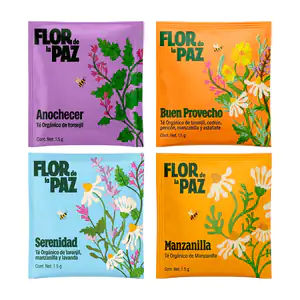 1pza bolsa de té orgánico flor de la paz, 1.5g, variedad de sabores y…