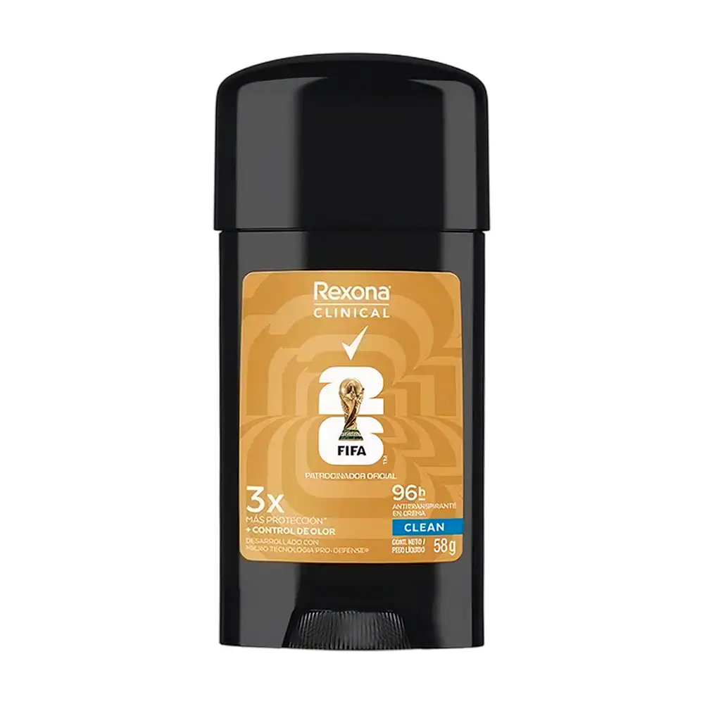 Desodorante antitranspirante en crema rexona clean para hombre, 58g