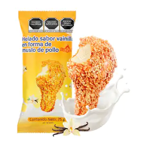 1pz de helado coreano sabor vainilla en forma de muslo de pollo frito…