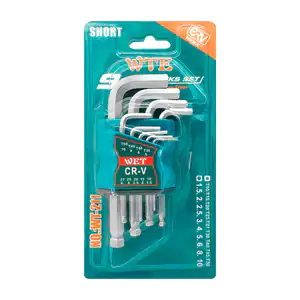 Juego de 9 llaves allen de acero con diferentes medidas / wt-211