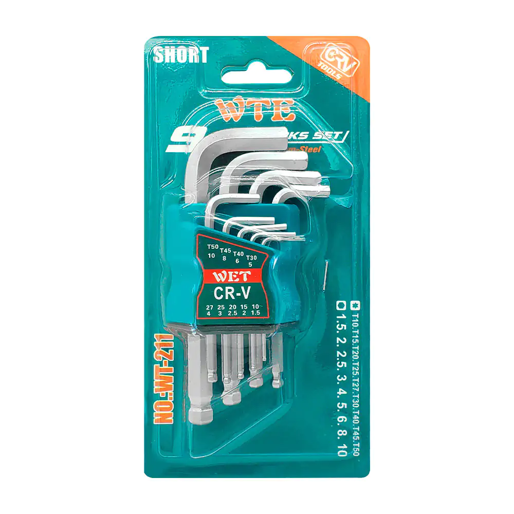 Juego de 9 llaves allen de acero con diferentes medidas / wt-211