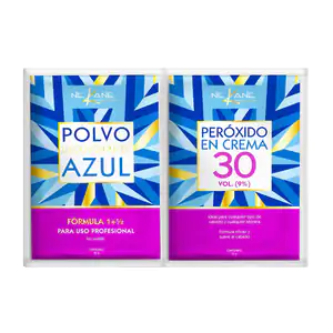 Dúo polvo decolorante 50g + peroxido 30vol 75g, enriquecido con aceit…
