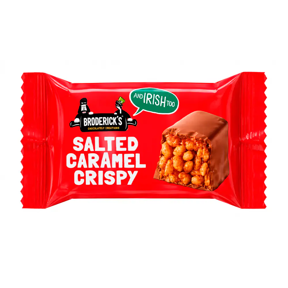 Broderiks Bocaditos de Chocolate con Leche Caramelo y Arroz Inflado, 20g