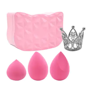 Estuche metálico en forma de gato con 3 esponjas aplicadoras + soport…