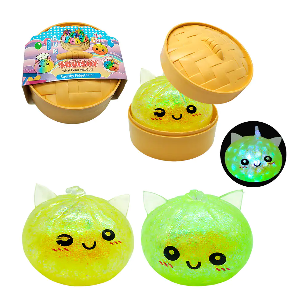 Squeeze misterioso de dumplings con forma de unicornio, 10cm, estuche tipo vaporera de bambú