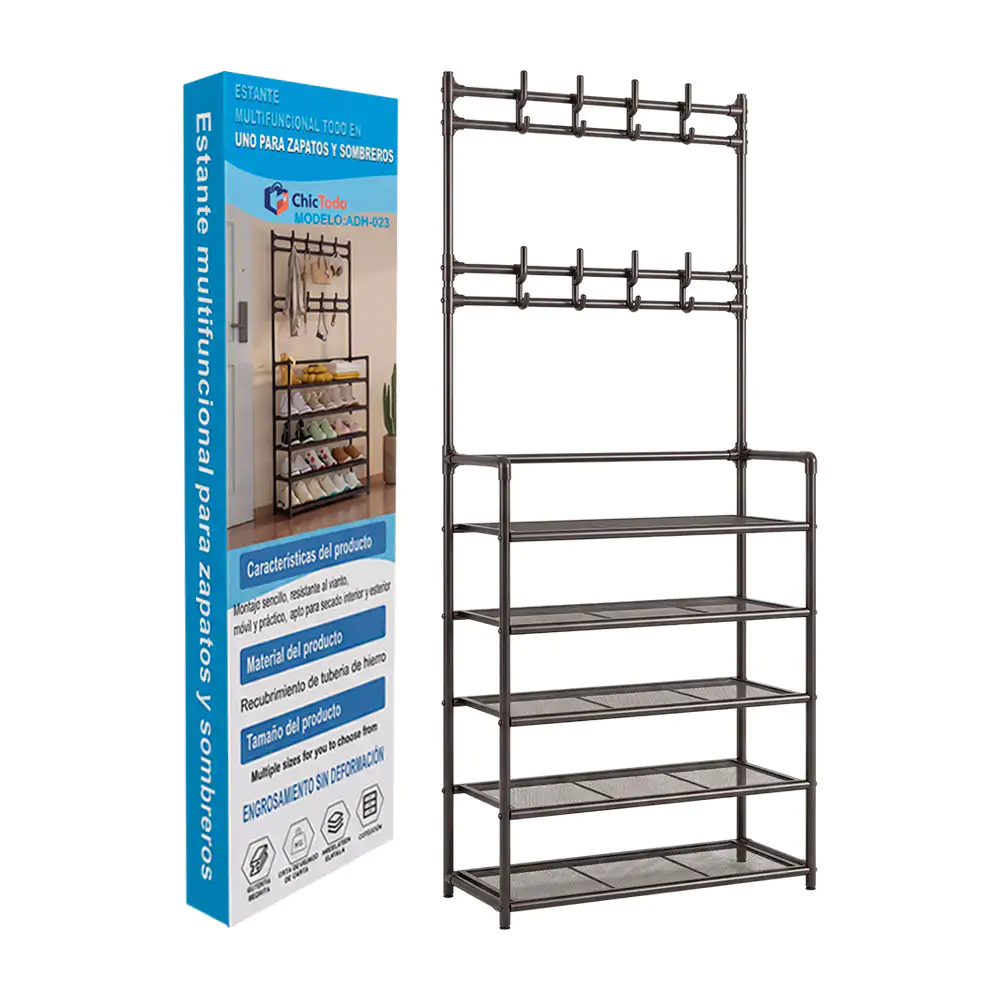 Organizador chictodo zapatero de 5 niveles + perchero con 8 ganchos, varios colores