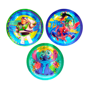Plato plano de melamina 23cm con temática disney, variedad de diseños…