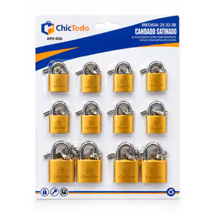 Paquete con 12 candados chictodo con juego de 2 y 3 llaves, 25-32-38m…