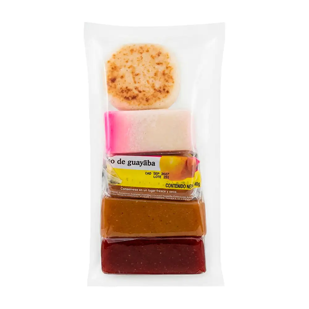 Paquete con 10 pzas,  4 cocadas, 4 ates de diferente sabor y 2 rollos…