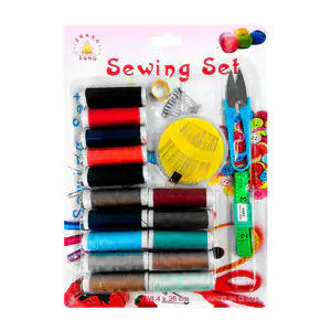 Kit de costura con 15 hilos de colores, 16 agujas, tijera, cinta métr…