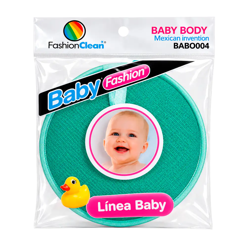 Esponja - estropajo para bebé baby fashion, doble cara, 15cm, variedad de colores