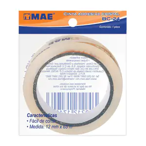 Cinta adhesiva grande transparente, 12mm x 65m, fácil de cortar / bc-…