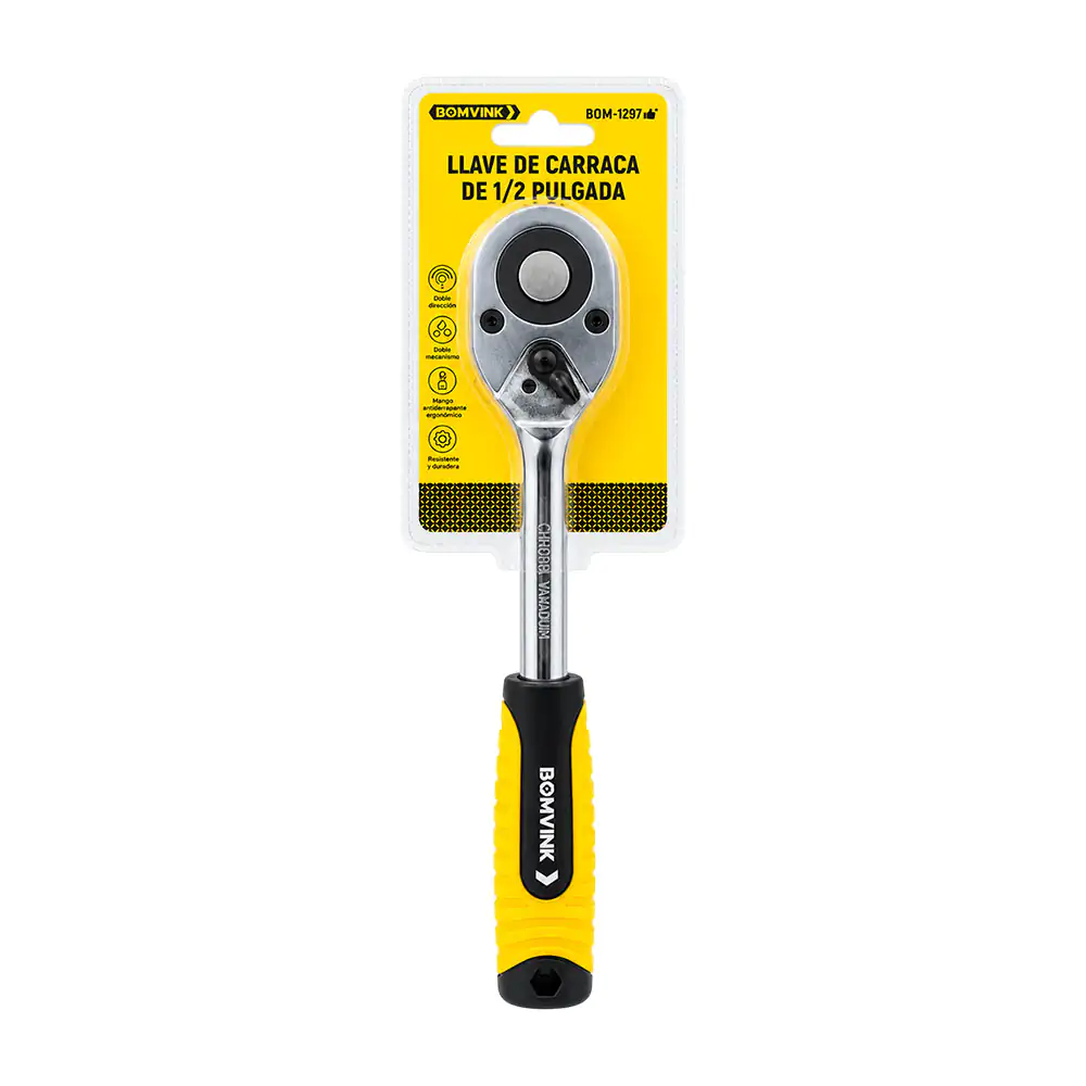 Llave matraca 1/2´ con doble dirección diseño resistente y duradero / bom-1297