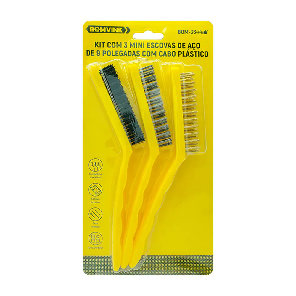 Blíster con 3 cepillos de metal bomvink de 9 pulgadas con cerdas de c…