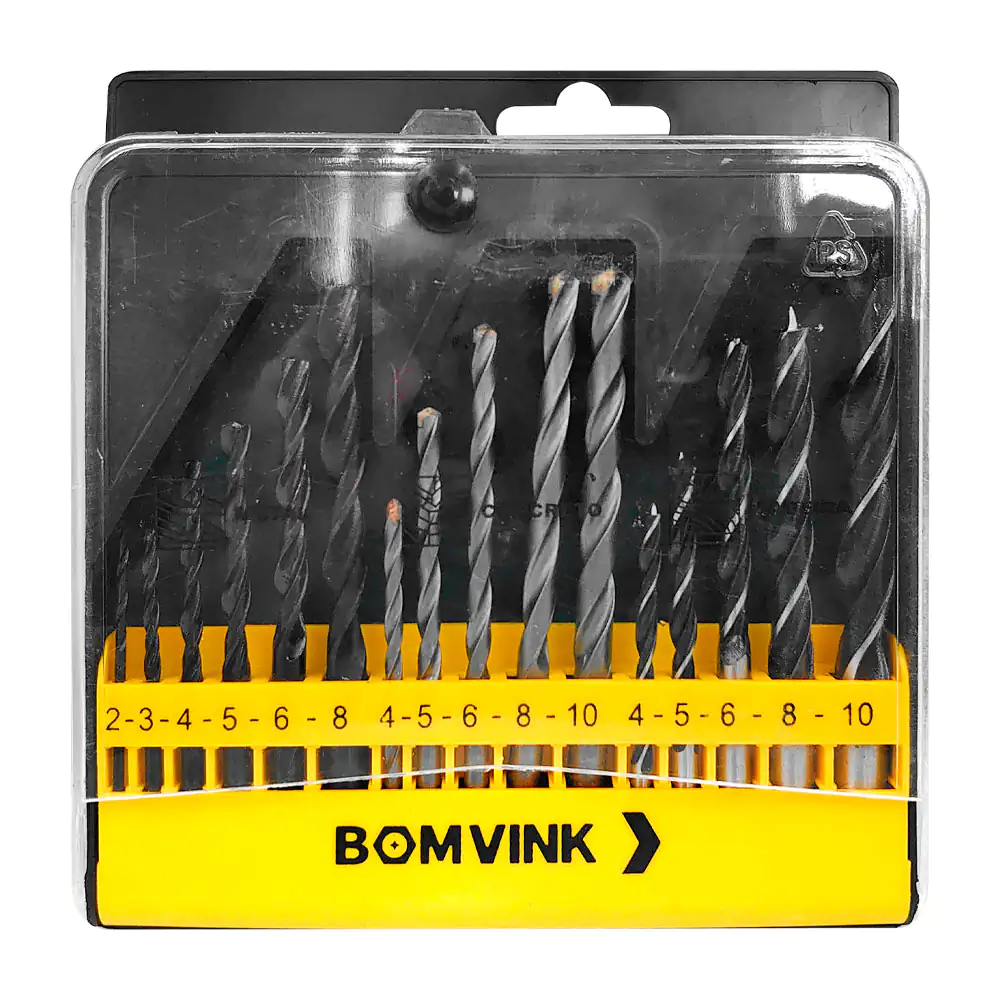 Estuche con 15 brocas para metal, madera, concreto