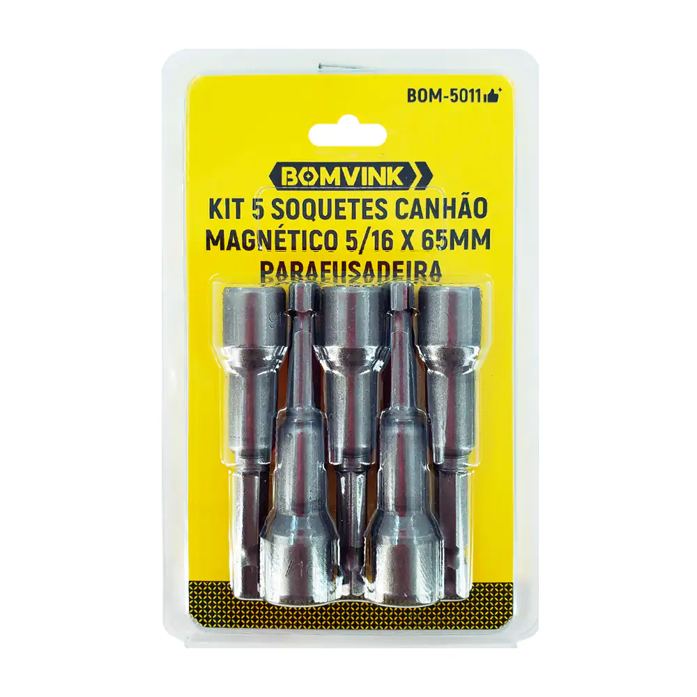 Blíster con 5 dados metálicos bomivnk de 5/16 x 65mm con imán