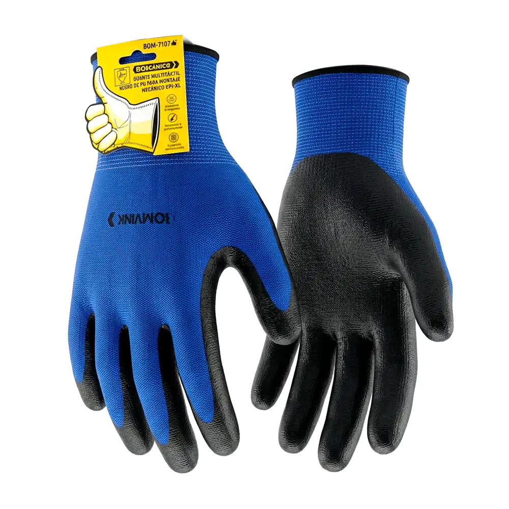 Par de guantes bomvink azules para montaje mecánico con palma antideslizante