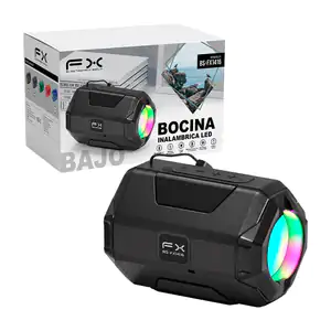 Bocina cilíndrica bluetooth, recargable fx con luz rgb y linterna led…