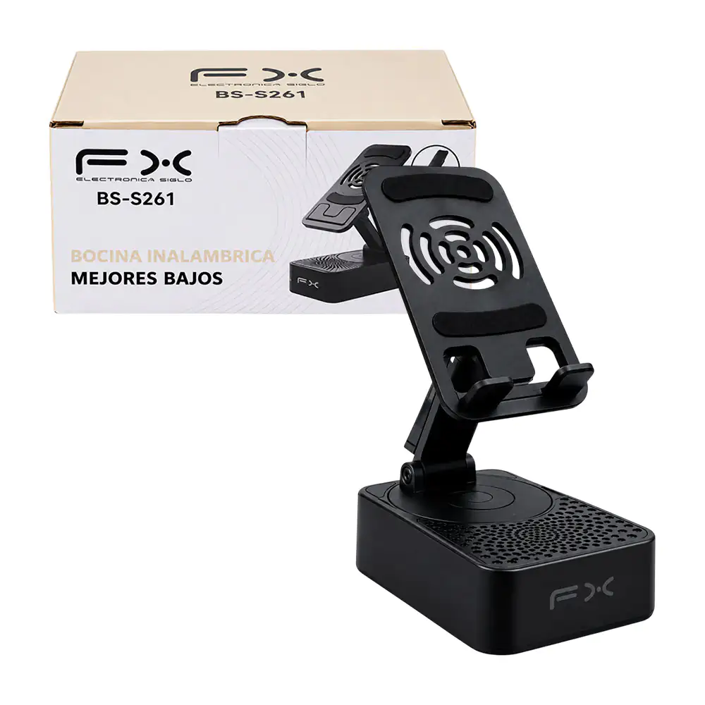 Soporte para teléfonos celulares fx con rotación 360° y mini bocina i…