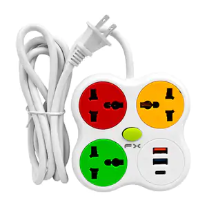 Multicontactos cuadrado fx con 3 enchufes universales, 2 salidas usb,…