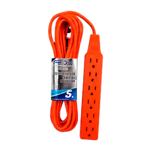 Extensión eléctrica naranja fx de 5 metros con barra multicontactos d…