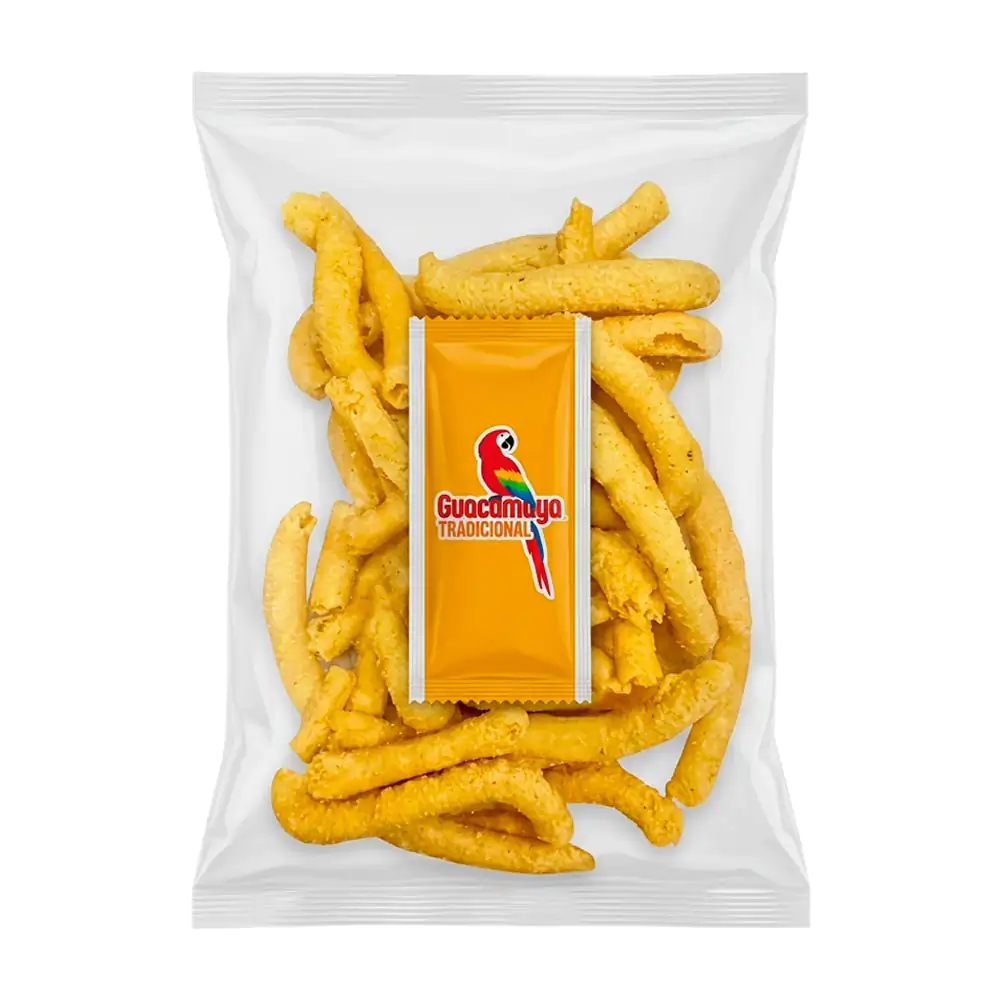 1pza bolsa con churros naturales de maíz + sobre de salsa picante, 90gr / churro.90