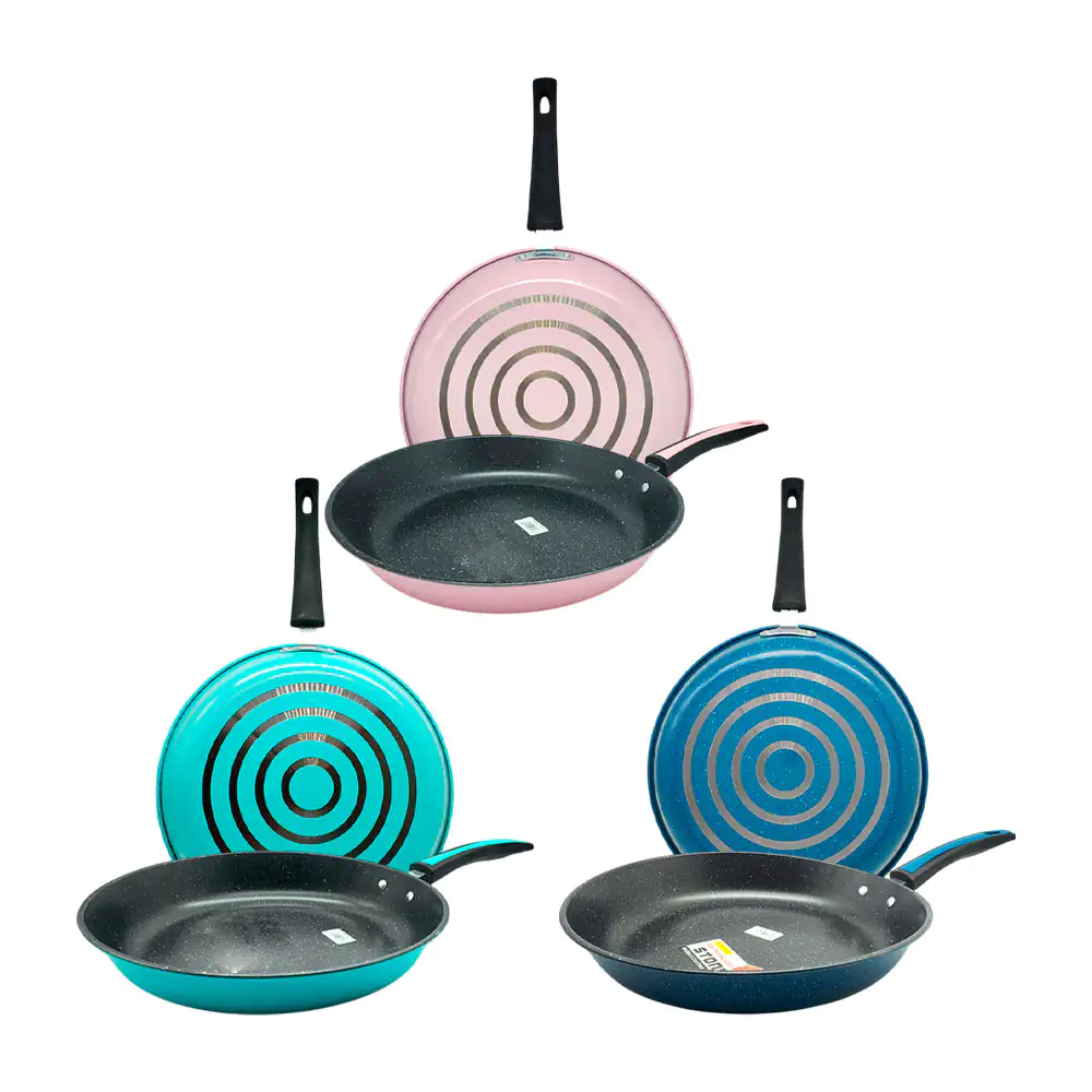 Sartén hot chef antiadherente, diseño tipo lunares, 28.5cm con mango de plástico, variedad de colores