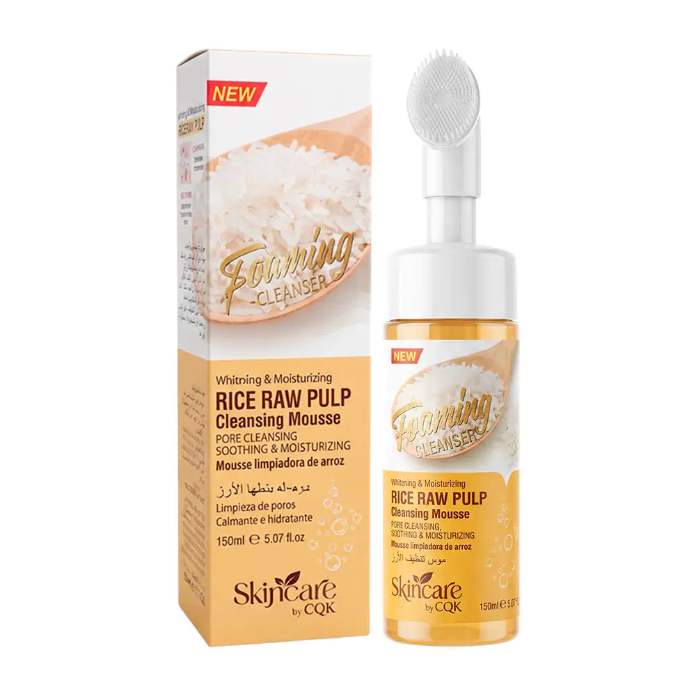 Limpiador en mousse con cepillo, extracto de arroz para suavizar y limpiar la piel, 150ml       