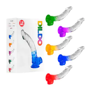 Dildo consolador de silicona con textura venosa bicolor 21cm con vent…