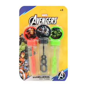 Blíster con 3 botellas de jabón lanza burbujas con diseño de avengers