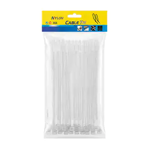 Paquete con 100 cinchos blancos de nylon, 7.5x250mm