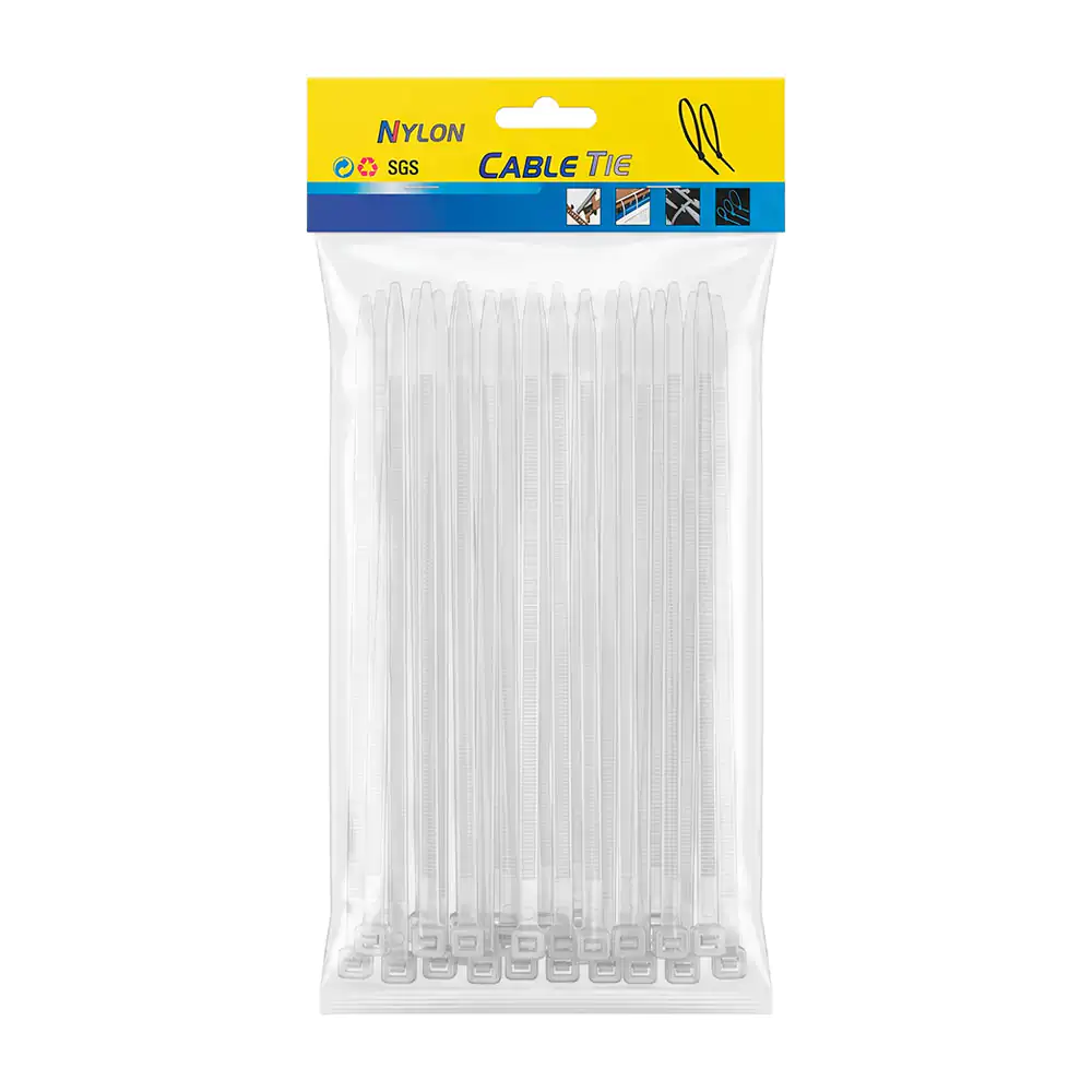 Paquete con 100 cinchos blancos de nylon, 7.5x250mm