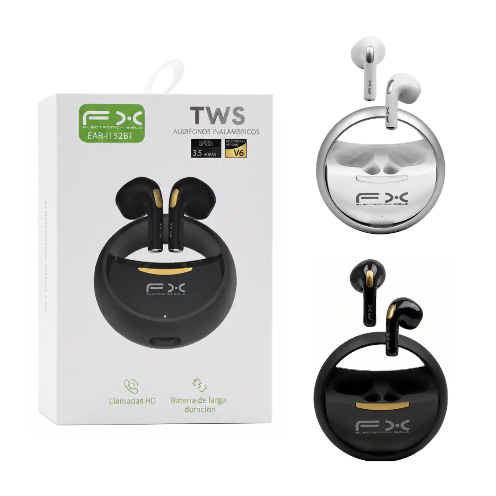 Audífonos inalámbricos fx con diseño cómodo, estuche transparente con metal / ear-i152bt