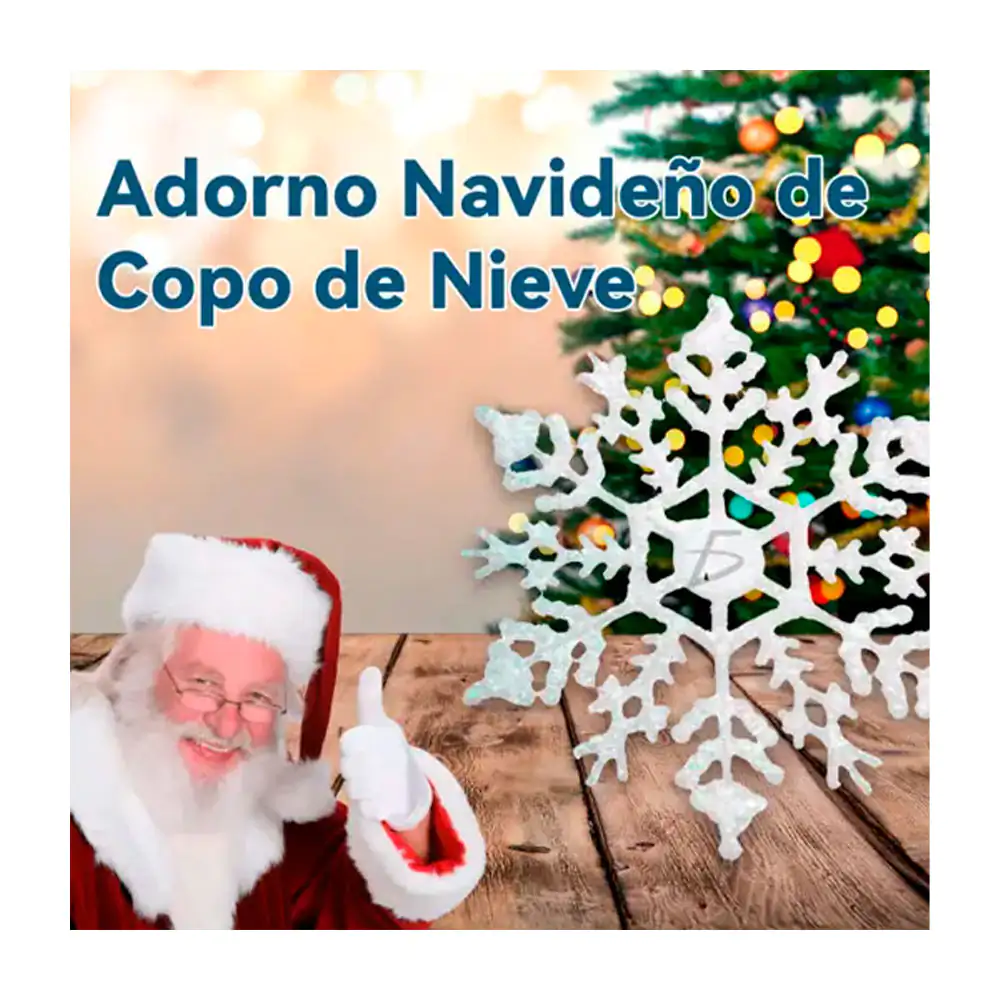 Listón navideño con diseño de estrellas + 30 adornos en forma de copo…