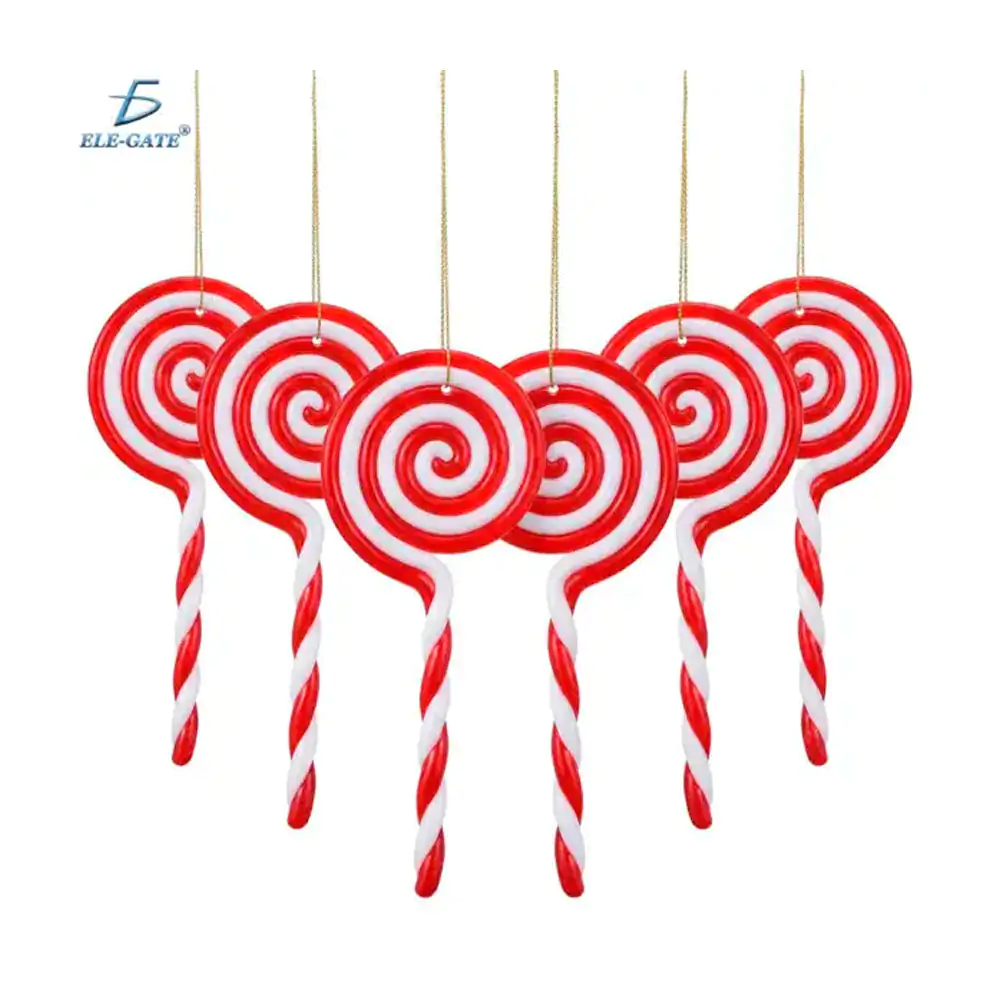Paquete con 6 adornos decorativos navideños con forma de paleta de caramelo / fes.30