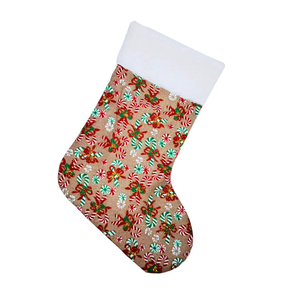 1pza bota navideña con estampado de bastones de caramelo, 43cm, varie…