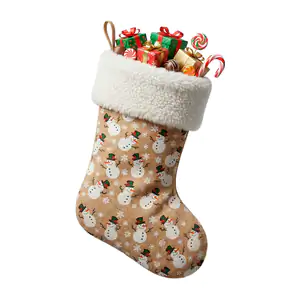 1pza bota navideña con estampado de muñecos de nieve, 43cm / fes.41.1