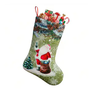 1pza bota navideña decorativa con estampado de santa claus, 43cm, col…