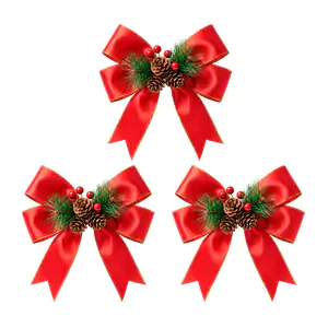 Paquete con 3 moños navideños con decoración de piña y frutos, color …