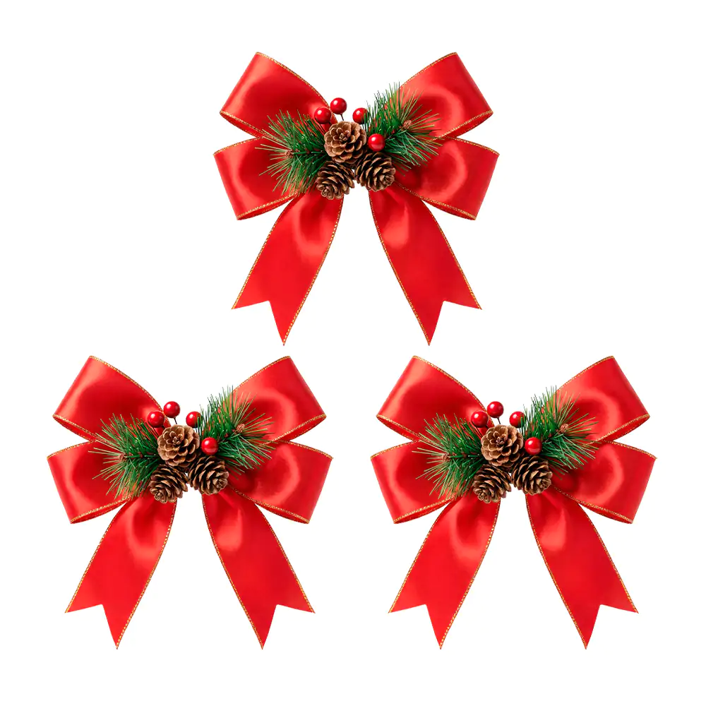 Paquete con 3 moños navideños con decoración de piña y frutos, color …