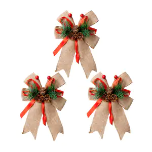 Paquete con 3 moños navideños con decoración de piña y frutos, color …