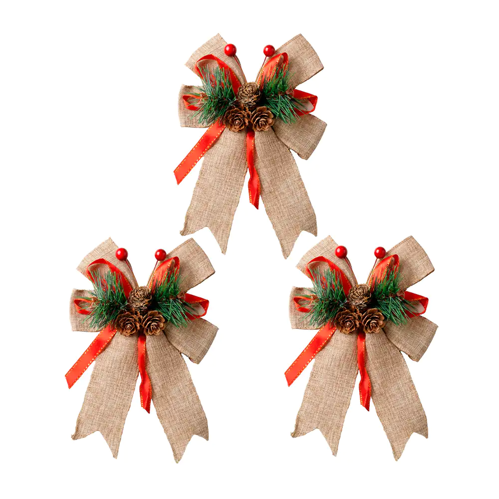 Paquete con 3 moños navideños con decoración de piña y frutos, color …