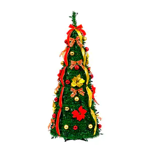 Árbol navideño artificial color verde con luces integradas, 150cm / f…