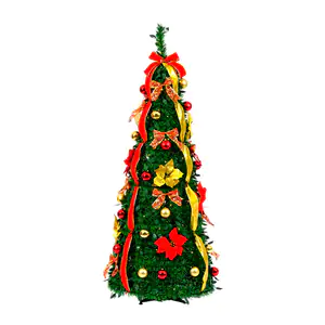 Árbol navideño artificial color verde con luces integradas, 210cm / f…