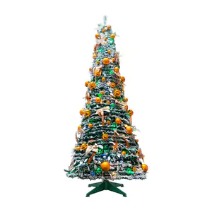 Árbol navideño artificial decorativo, color verde con efecto nevado +…