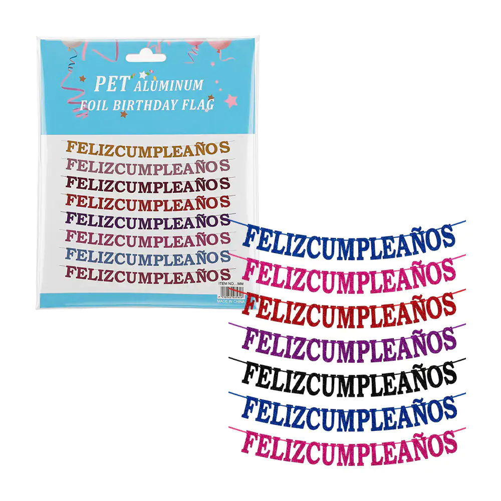 Banner tipo banderín de feliz cumpleaños con aguja de plástico, variedad de colores 